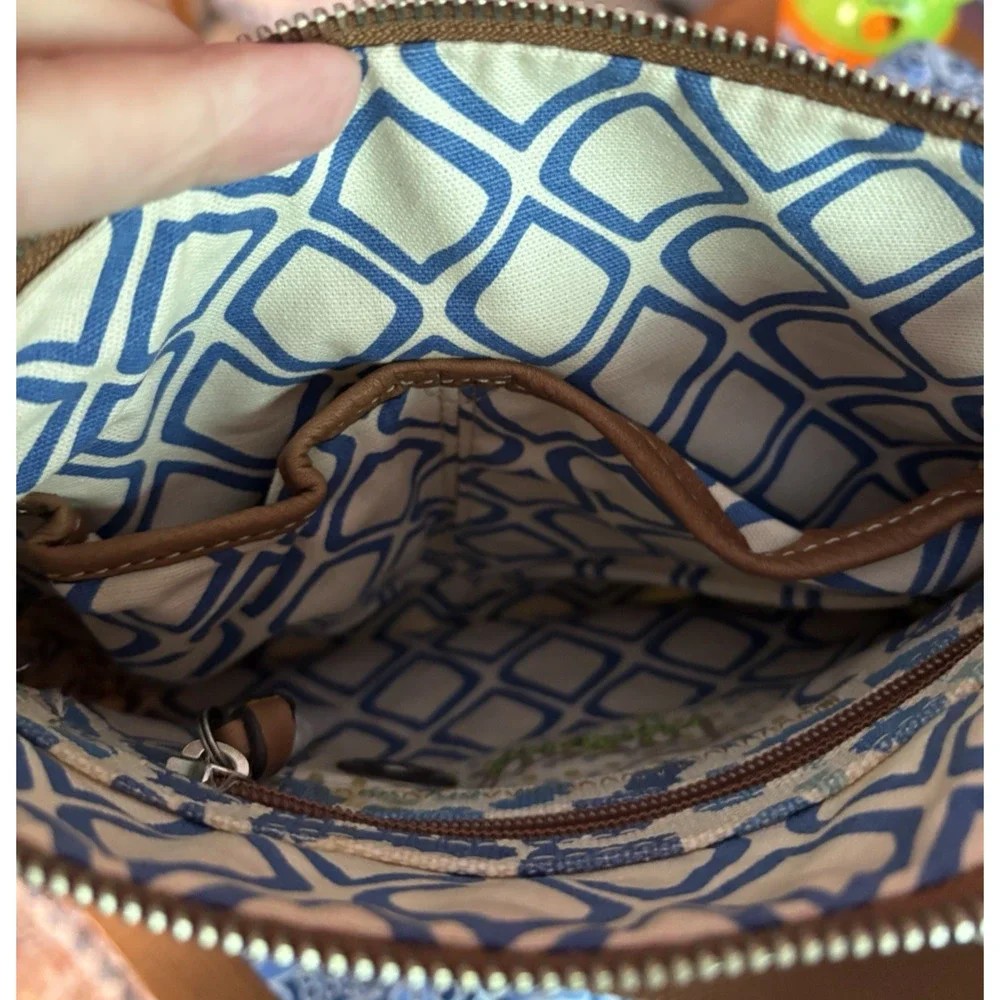Fossil Crossbody Canvas With Leather Trim Boho 11